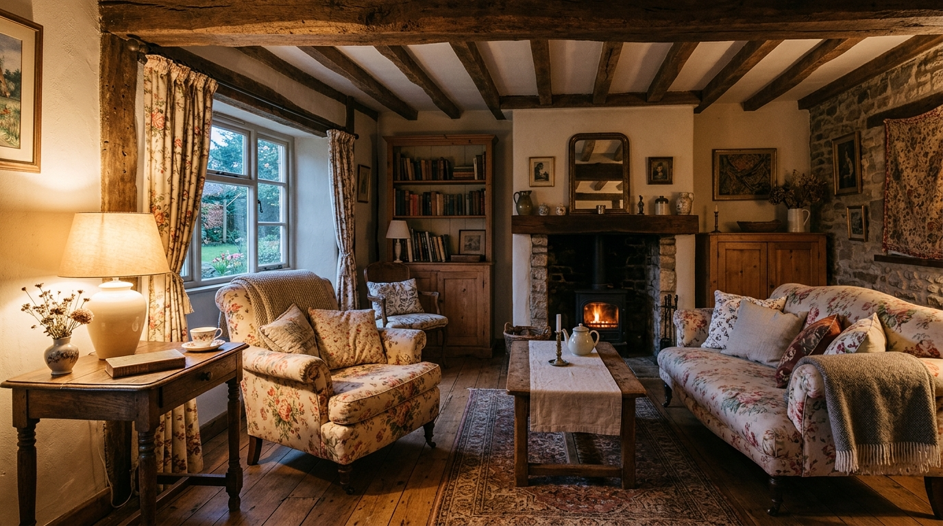 2) Add exposed beams (or beam-inspired texture)